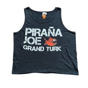 Pirana Joe Grand Turk Tank Top • Black Cotton Graphic Design Size XXL